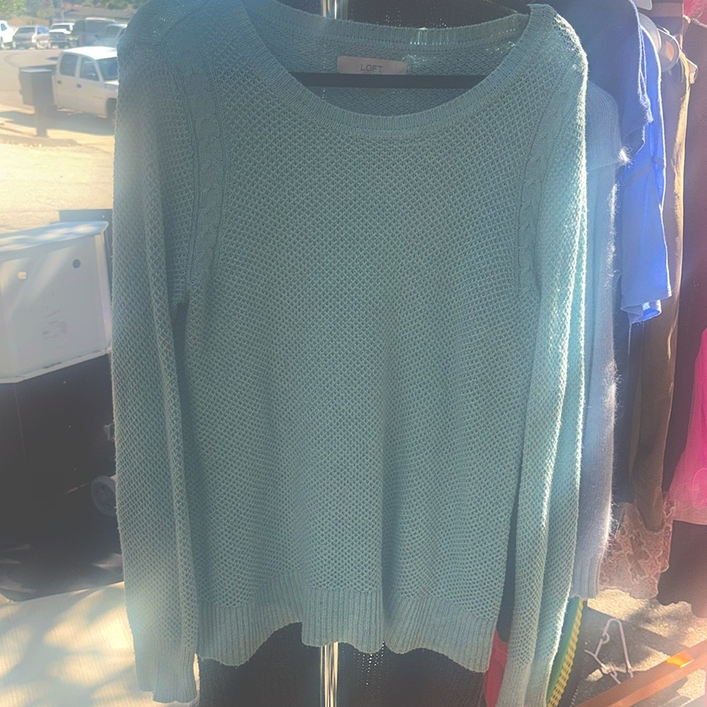 Sea foam green cable knit sweater